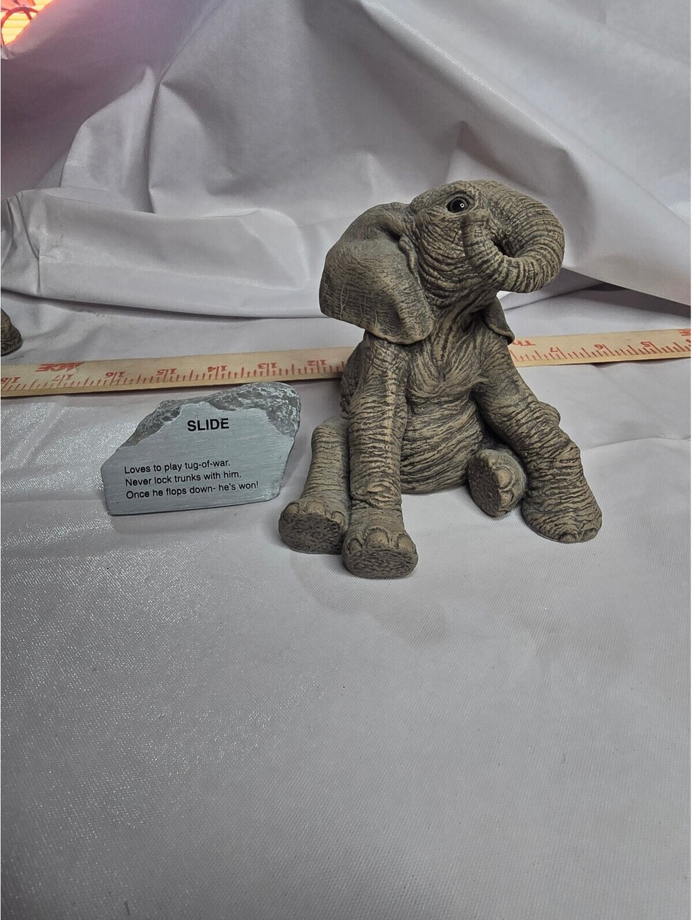 The Sherd Elephant Figurine 'Slide' with Poem Stone